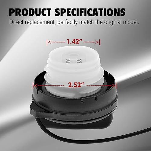 Miniatura 6 de Tapa de gasolina compatible con Honda Accord 2008-2017, Pilot 2009-2015, Odyssey 2011-2017, Insight 2010-2014, HR-V 2016-2020, CR-V 2007-2016, Acc