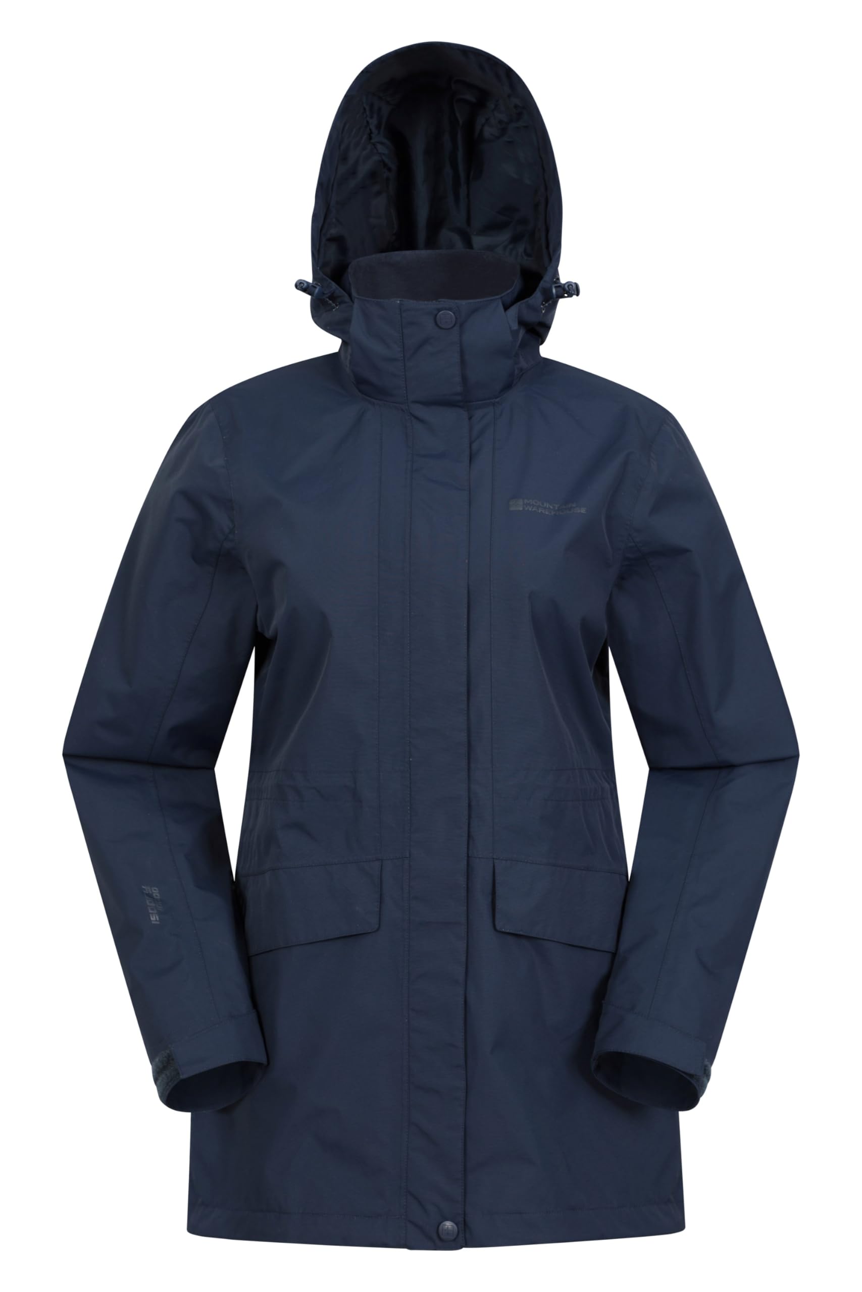 Mountain Warehouse Women's Navy Long Waterproof Jacket Detachable Hood Coat In | Size: 20