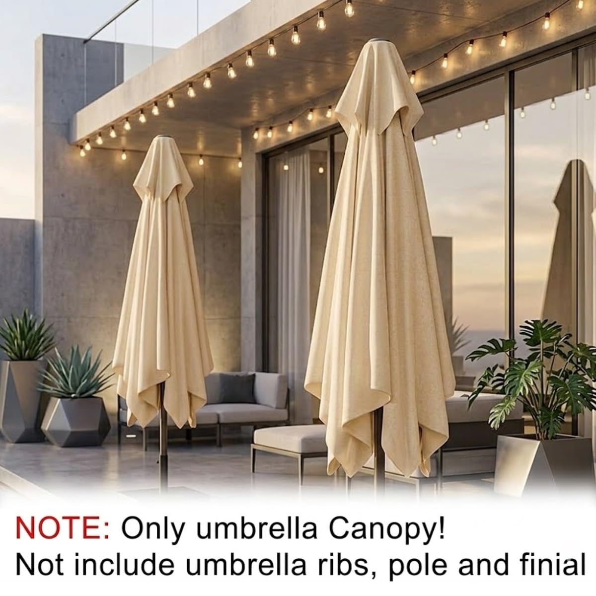 Generico Telo di Ricambio Ombrellone Giardino 2.0m 2.7m 3.0m 4.0m 6/8 Stecche, Copertura Impermeabile Anti-UV Esterno, Telo per Ombrellone Giardino di Ricambio Senza Telaio