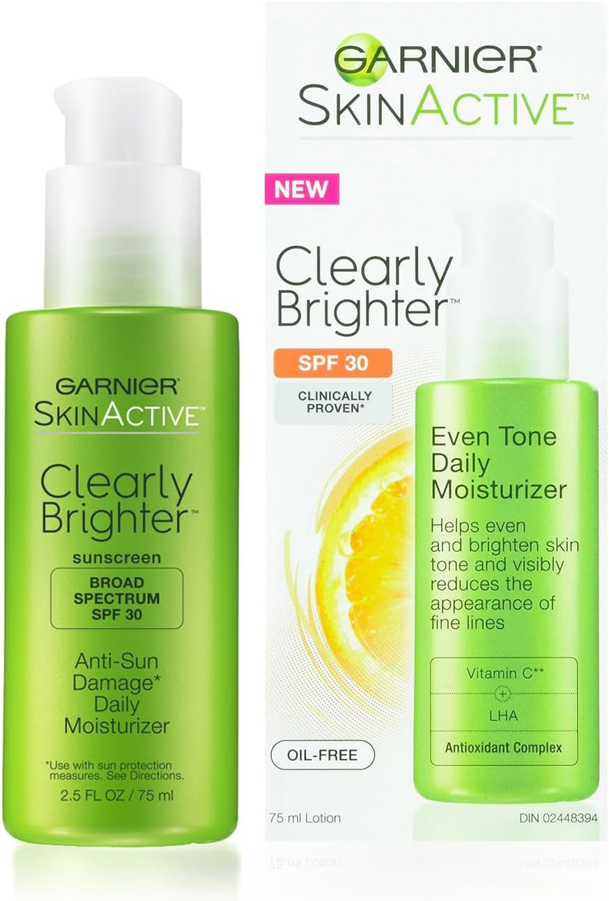 SkinActive Clearly Brighter SPF 30 Face Moisturizer with Vitamin C, 2.5 Fl Oz (75mL), 1 Count (Packaging May Vary)