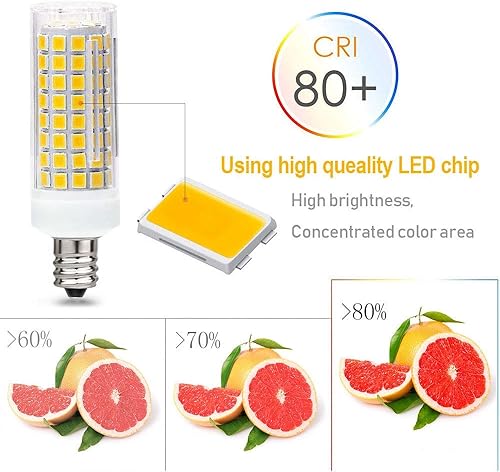 Miniatura 5 de Treie Bombilla LED de maíz E12 de 10 W (paquete de 4) E12 regulable equivalente a 100 W, 1000 lúmenes, 3000 K, bombillas de araña decorativas, base