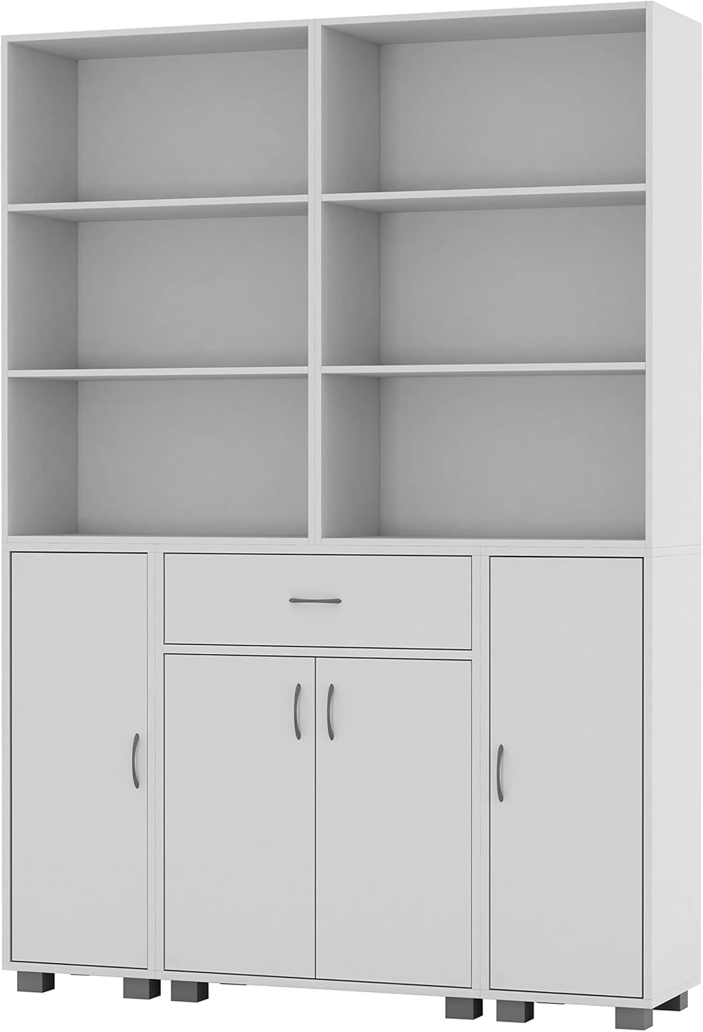URBNLIVING Large Tall Freestanding Bookcase 6 Shelves 4 Doors 1 Drawer Bookshelf Shelving