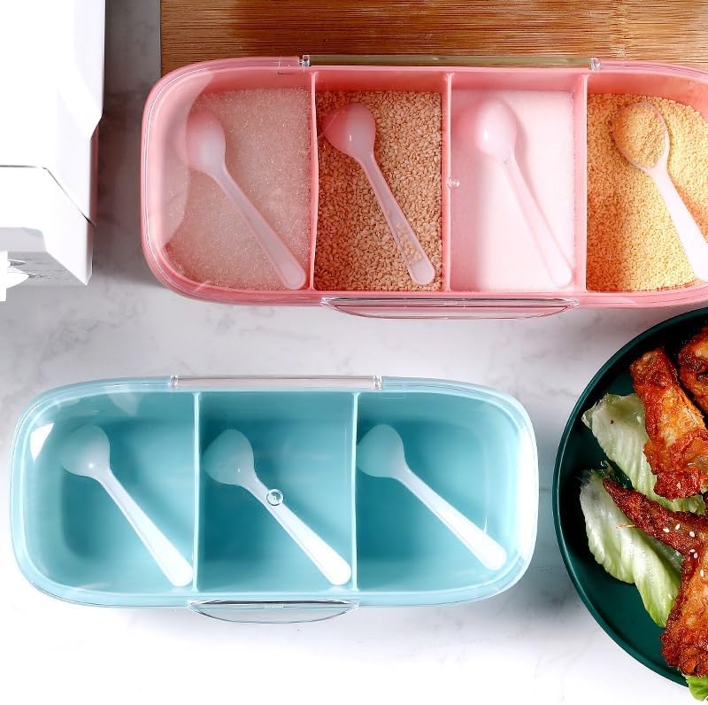 Integrated Multi Compartment Set of Seasoning Boxes Home Use Transparent Bottle Jar Storage Box
