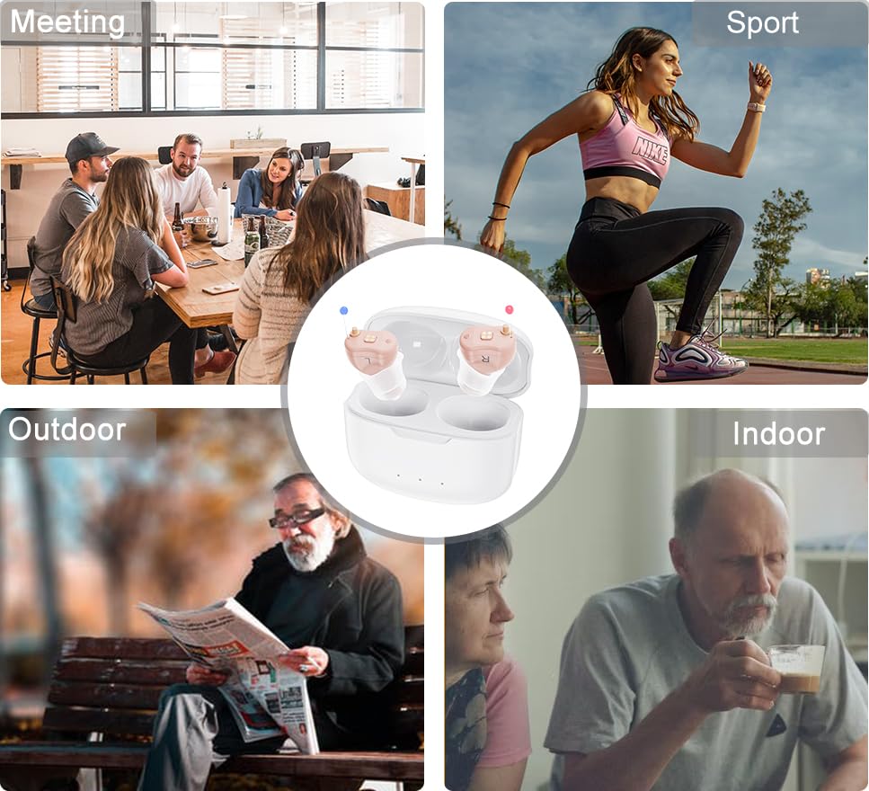 Miniatura 7 de Audífonos recargables con cancelación de ruido para personas mayores, amplificadores auditivos invisibles de 16 canales con caja de carga