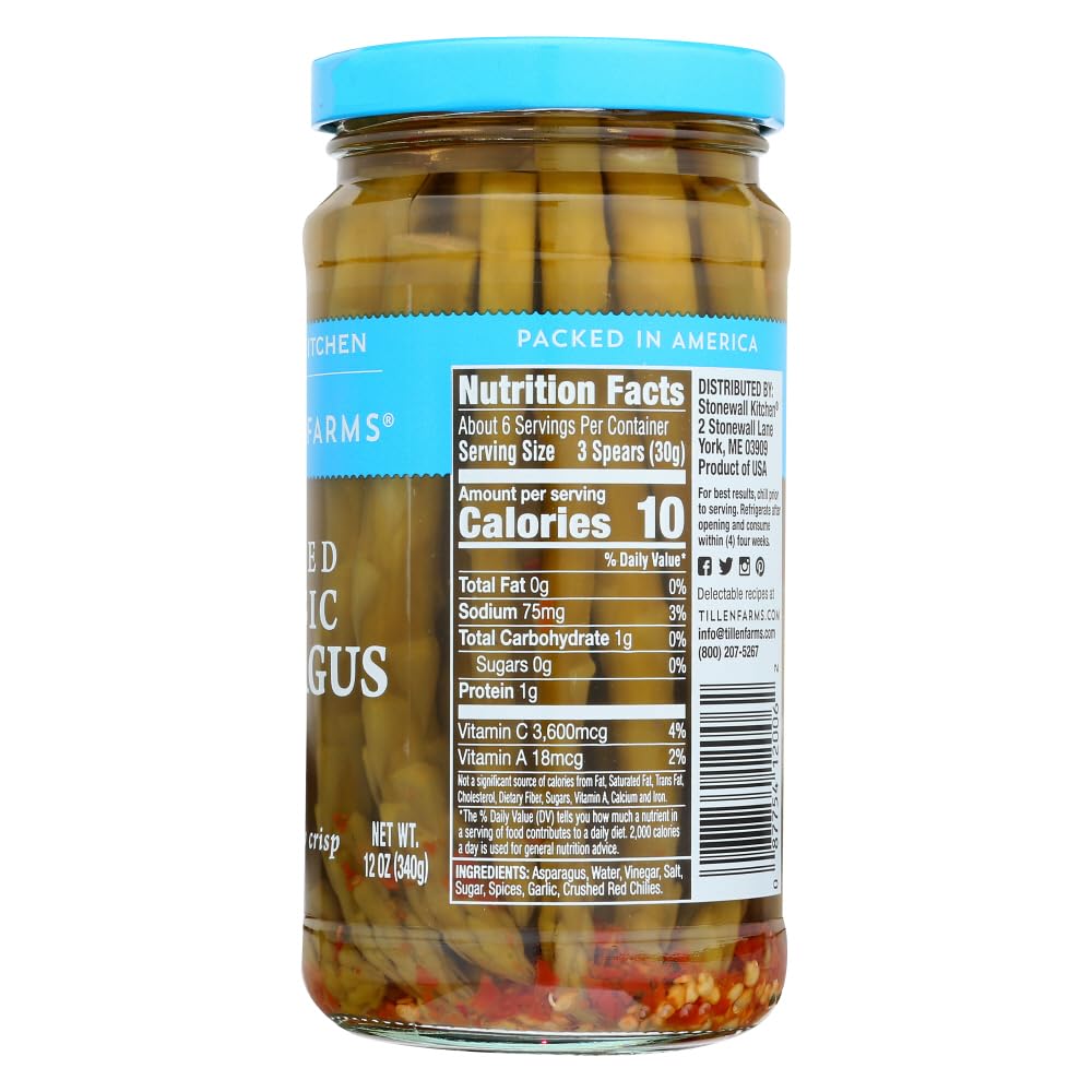 Tillen Farms Asparagus - Pickled - Hot and Spicy Crispy - 12 oz - case of 6 - Dairy Free - Yeast Free - Wheat Free-