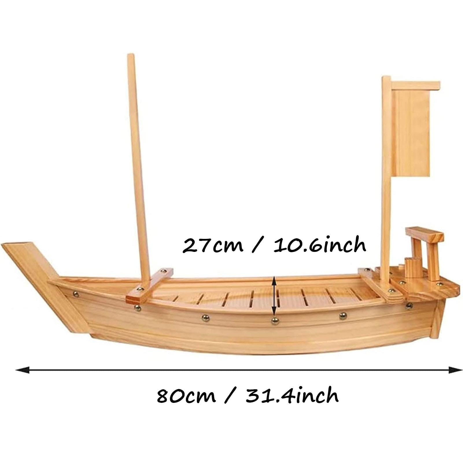 Générique Plateau de Service en Bois en Forme de Bateau à sushis pour la présentation des Aliments à la Maison et Lors d'événements (80 cm)
