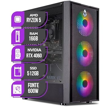 PC Gamer Mancer | AMD Ryzen 5 5500 | Placa de Vídeo RTX 4060 8GB | 16GB DDR4 | SSD 512GB M.2 | 600W 80 Plus