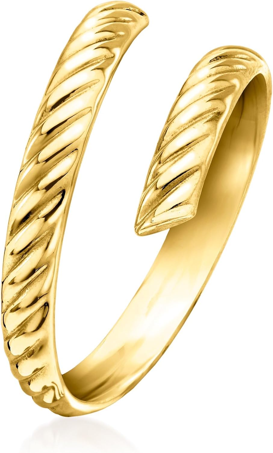 Ross-Simons Italian 14kt Yellow Gold Ribbed Bypass Ring