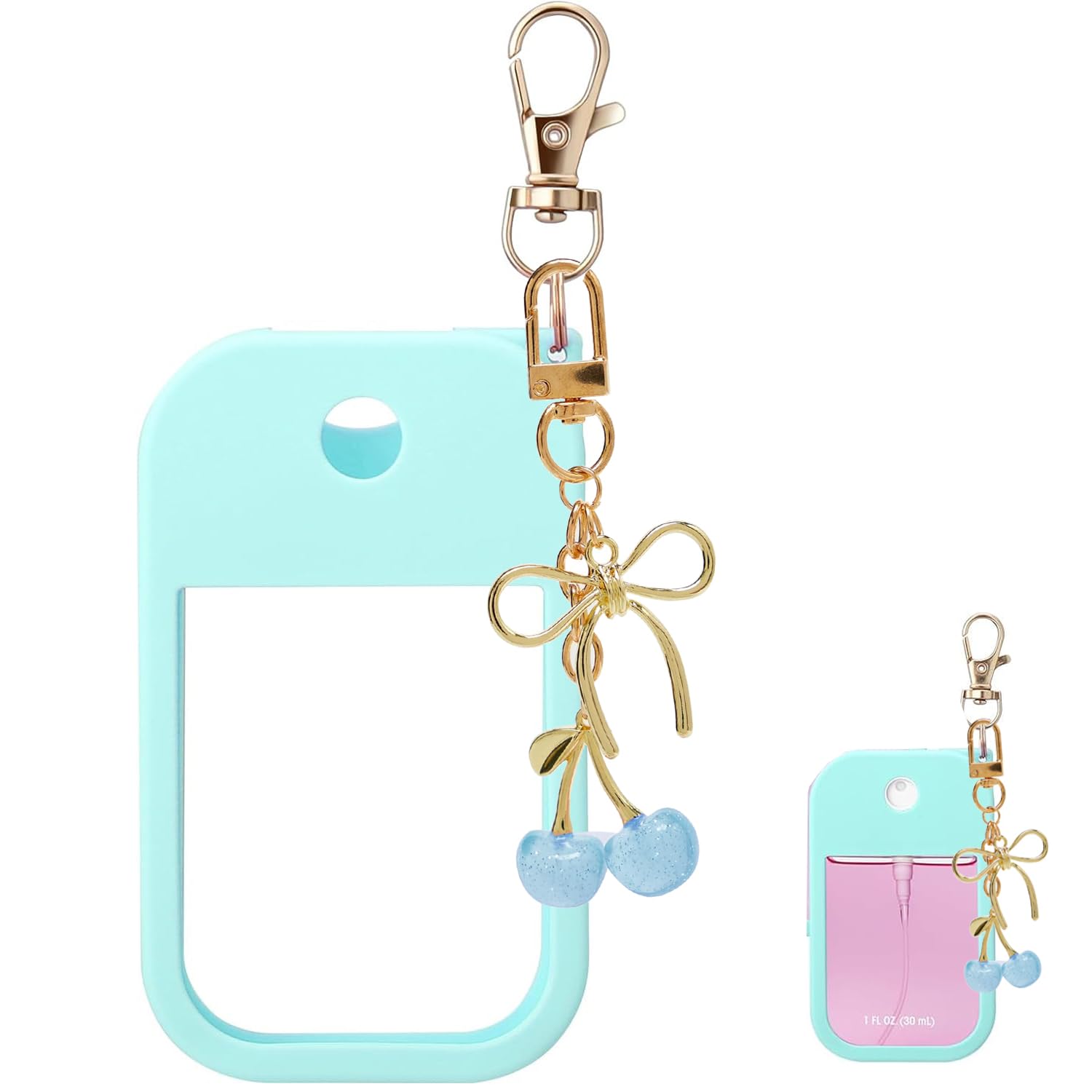 1 Pack Silicone Case Compatible with Touchland (Fits 1 fl oz/30 ml Version), Silicone Storage Case with Cherry Keyring