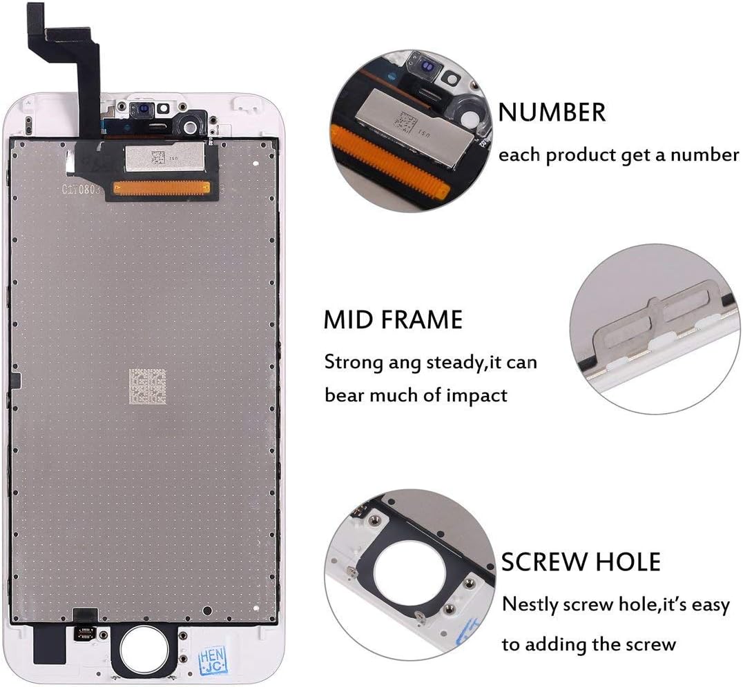 QTlier iPhone 6s Screen Replacement 4.7" White,LCD Display & Touch Screen Digitizer with 3D Touch Frame Assembly Set for iPhone 6s 4.7 inch with Repair Tool kit