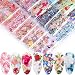 Macute Flowers Nail Transfer Foils Fresh Nails Supply Foil Decals 16 Designs Floral Nail Transfers Starry Sky Paper for Women Fingernails and Toenails Acrylic Decorations Manicure Tips Wraps Charms