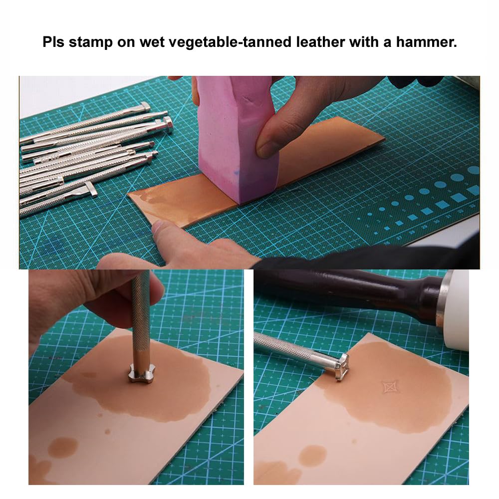 PANSHIYON Leather Stamps, 2pcs Stamping Tools for Craft Working 121-2 870 4