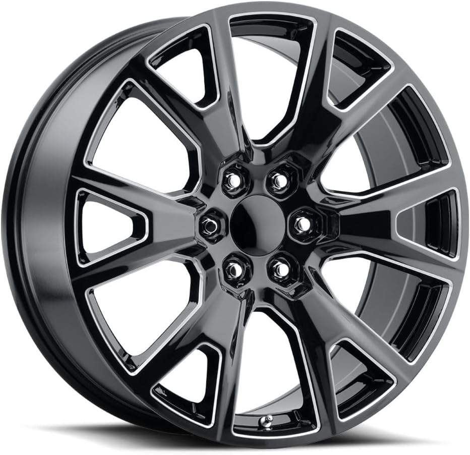 Replica SEZ Wheel 22x9 inch Aluminum Rim 22 inch Gloss Black Milled 6 Lug Split 6 Spoke for Truck/SUV SEZ 229-6139-31 GBM