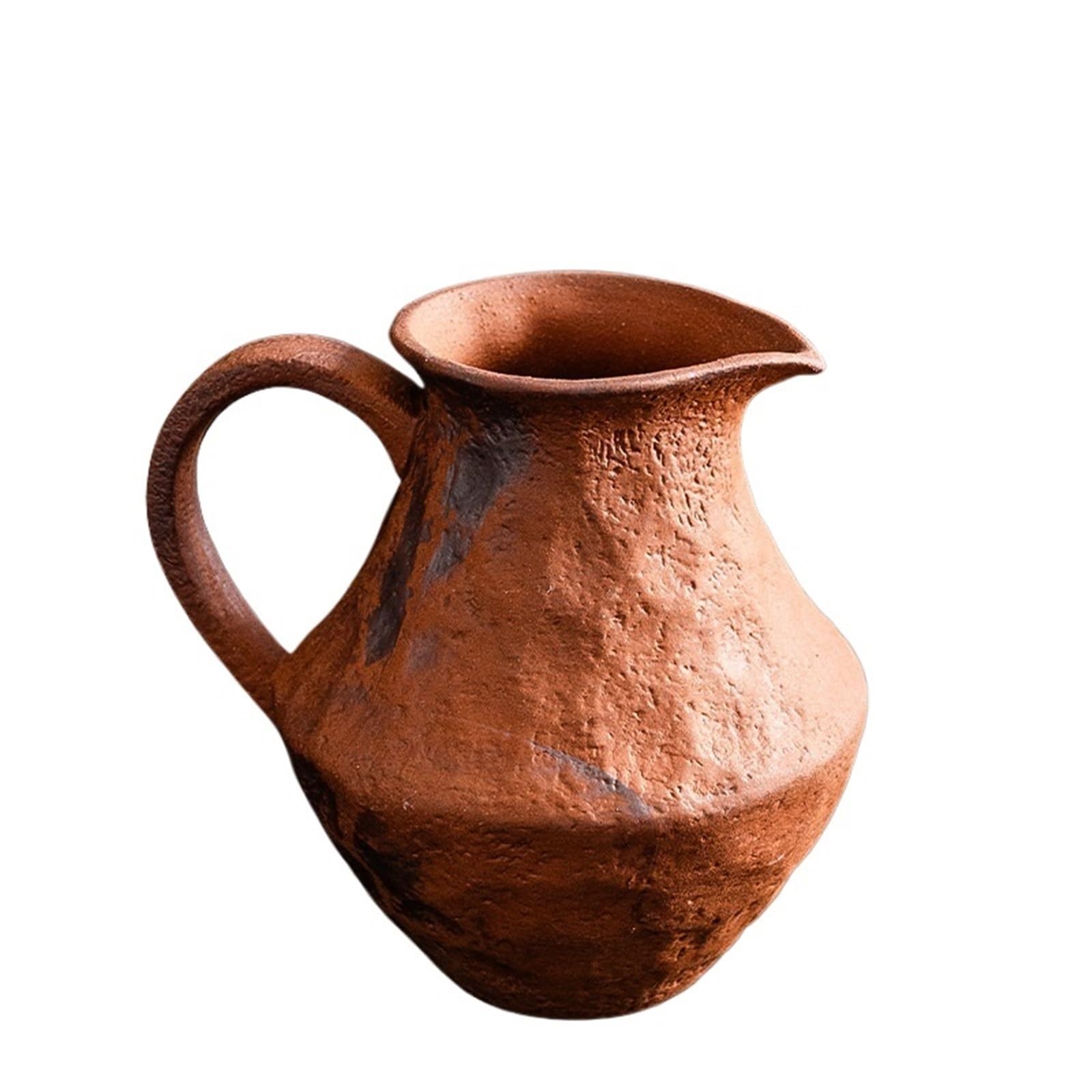 Geometric Vases Retro Coarse Pottery Flower Vase Dried Holder Personalized Ceramic Hydroponic Green Plant Desktop Ornament(12.8x11.8cm)