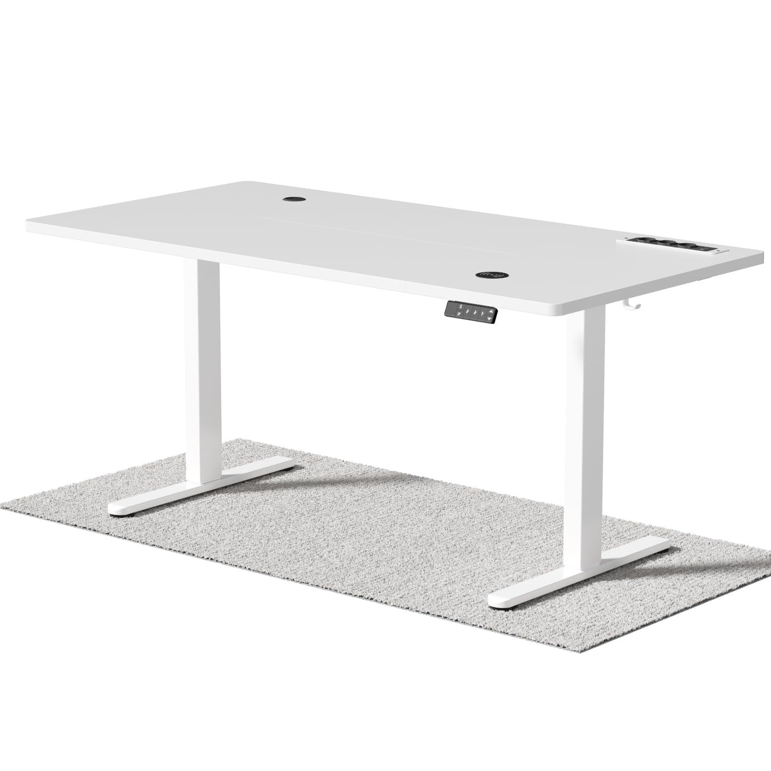 Airfish Höhenverstellbarer Schreibtisch 160x80cm mit Kabelloser Ladestation | Computertisch Elektrisch Stehtisch mit Steckdose & 3-Funktions-Memory und Funktion zur Ermüdungs-Erinnerung, Weiß