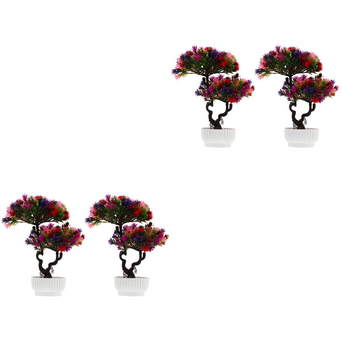 4 Pcs Welcome Pine Flower Potted Plant Houseplants Live Indoor Artificial Cedar Bonsai Plants Guest-greeting Pine Potted Ornaments Red Faux Tree Household Plastic Songhua