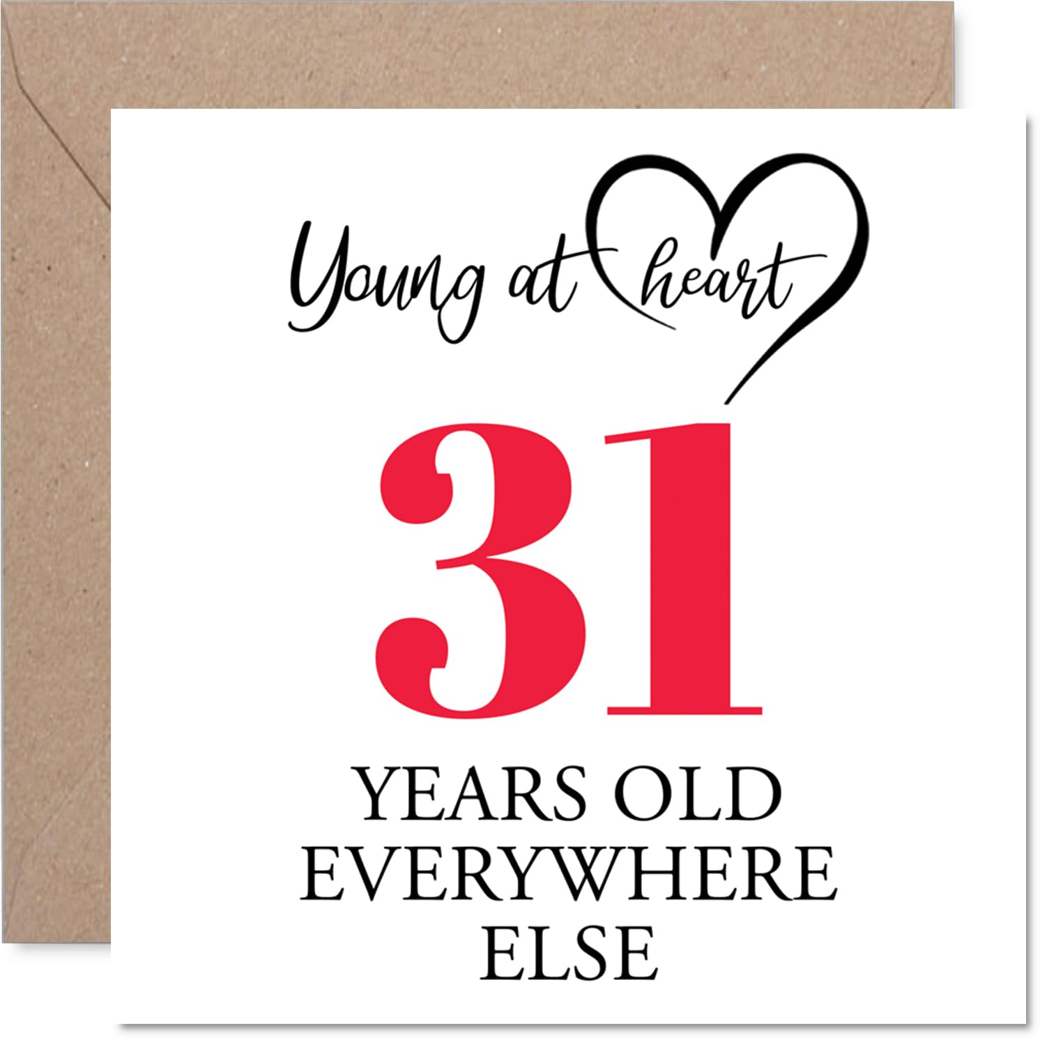 31st Birthday Cards for Men Women - Young at Heart - Happy Birthday Card for 31 Year Old Man Woman Cousin Husband Nephew Uncle, 145mm Bday Greeting Cards