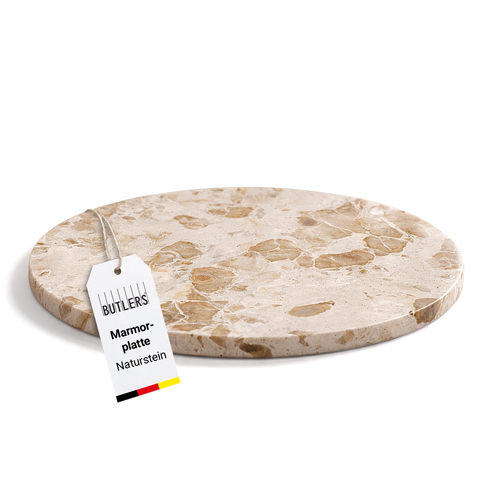 BUTLERS Servierplatte Marmor - MARBLE - | Farbe Beige - ø30 cm - Vorlegeteller für Antipasti & Käse - Serviergeschirr für Obst & Wurst