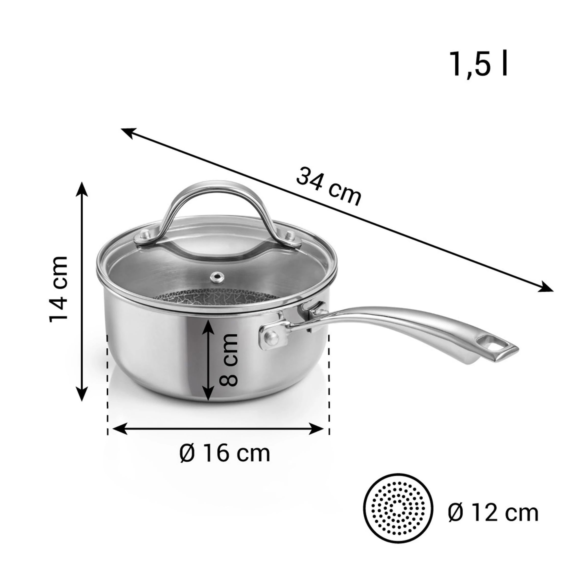 Tescoma 780580 SteelCRAFT garnek 1 uchwyt z pokrywką Ø 16 cm, pojemność 1,5 l