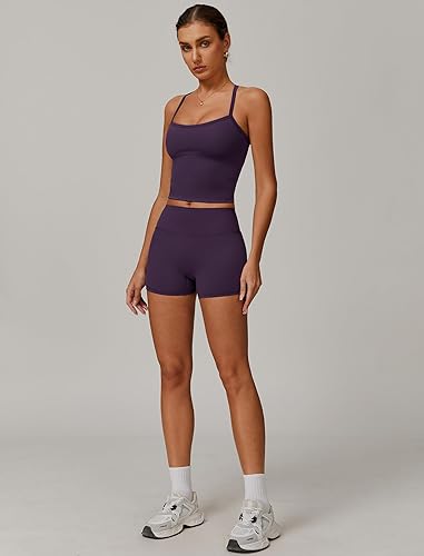 Miniatura 6 de Conjunto de ejercicio de dos piezas para mujer, camiseta sin mangas con pantalones cortos de cintura alta a juego, levanta los glúteos, ropa