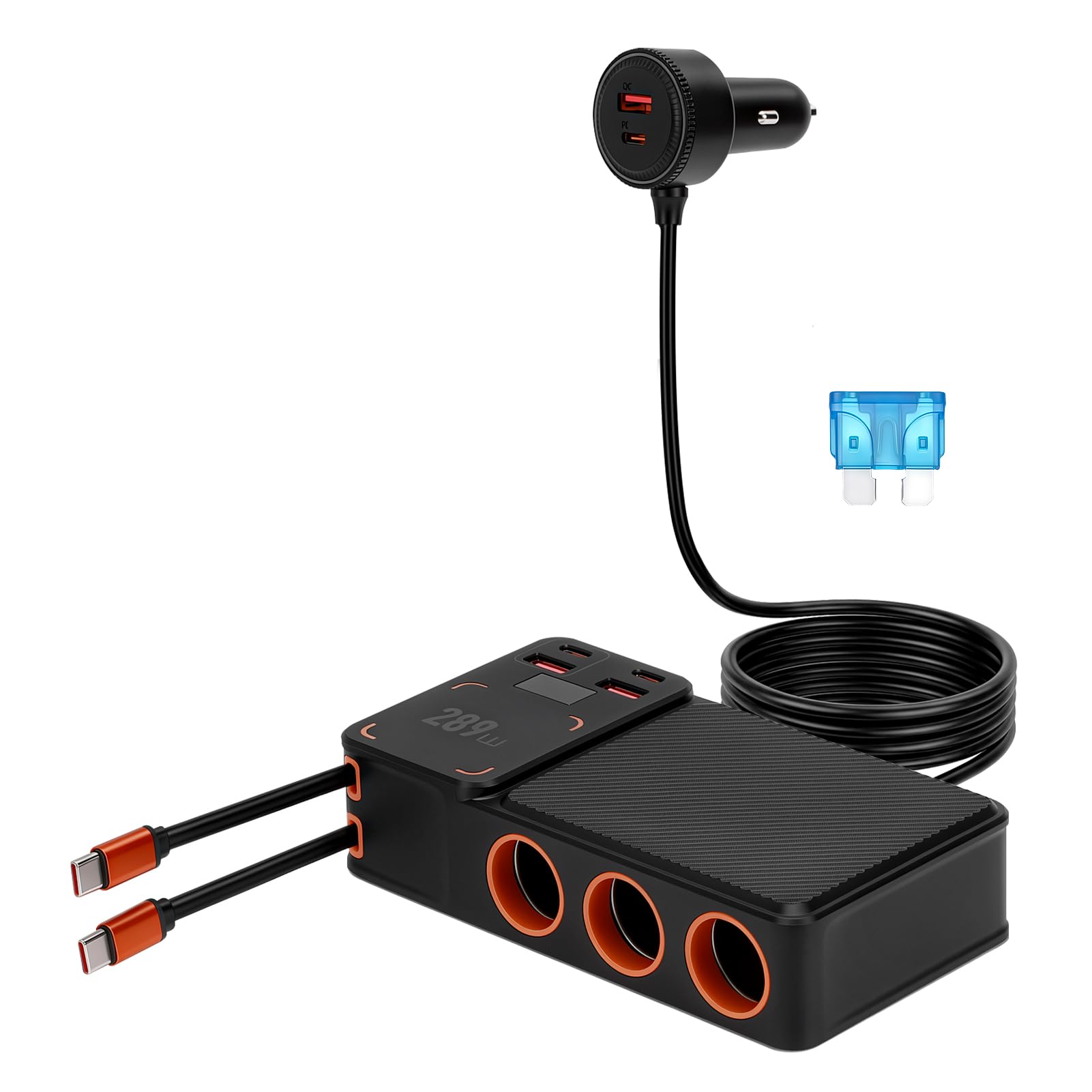 Adaptador divisor de cargador de coche sin enredos de cables 8