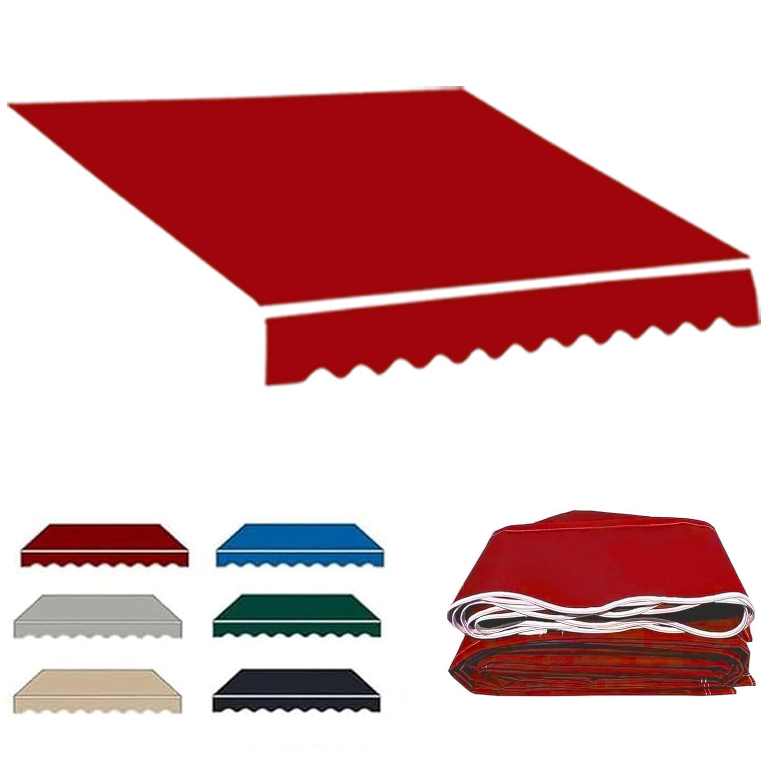ROFBIHG Retractable Patio Awning Replacement Fabric, Sunshade Patio Awnings Replace Canvas, Weatherproof Replacement Fabric Valance for Yard Garden Windows (Without Frame)(Red,6.5x3.5m(21.3x11.5ft))