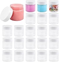 Vista 1 de Paquete de 20 recipientes de plástico transparente de 2 onzas con tapas blancas y etiquetas, tarros redondos de plástico vacíos recargables