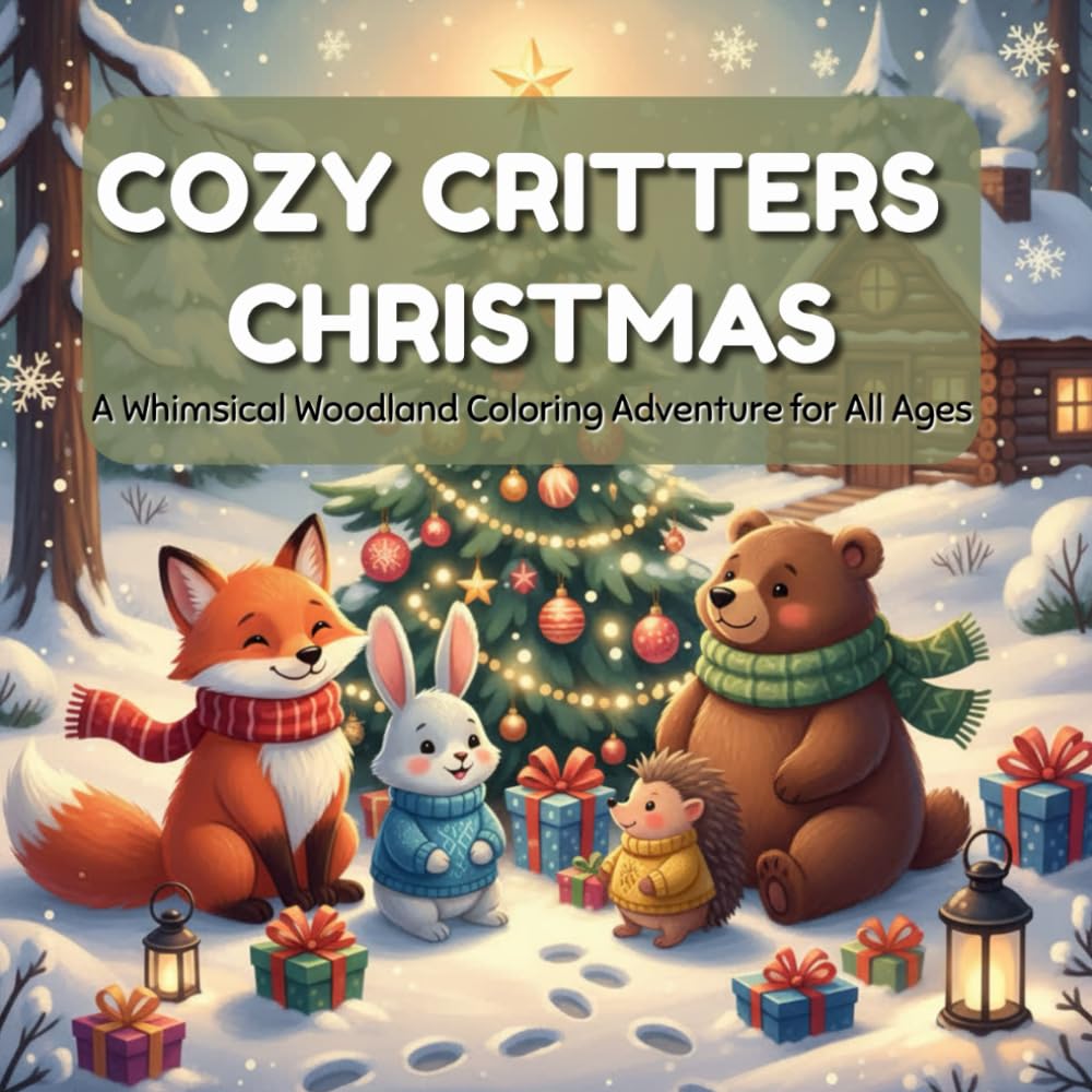 COZY CRITTERS CHRISTMAS: Cute Woodland Animal Christmas Coloring Book for Kids and Adults | Cozy Hygge Winter Scenes & Relaxing Holiday Fun