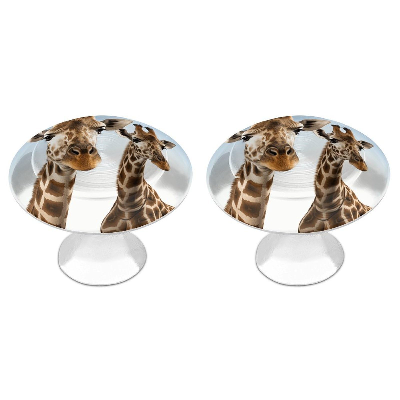 Fodpand White 2 Pack Cabinet Knobs 1.1 Inch Single Hole Drawer Pulls Handles Decorative Necks Of Giraffe Furniture Knobs For Dresser Kitchen Bathroom Cupboard Wardrobe Vanity Closet Door Hardware