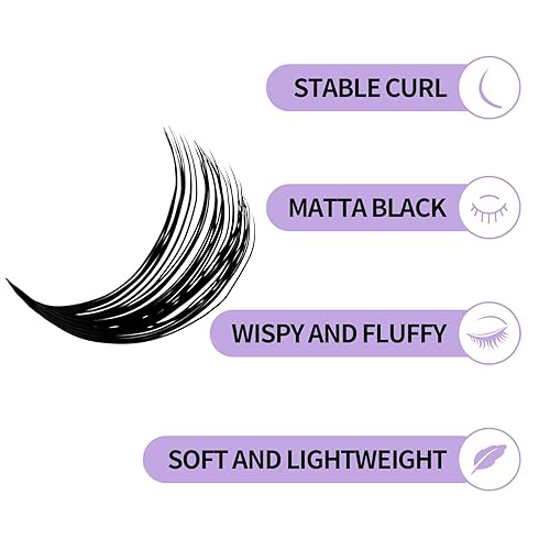 Miniatura 3 de WENDY Lashes Racimos de pestañas rizadas en racimo D, 60D+80D, extensiones de pestañas en racimo de 0.63-0.78 pulgadas, pestañas individuales suaves