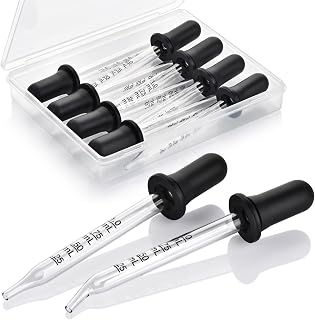 Herain 8 Pack Glass Eye Droppers 1ml Pipettes - Bent & Straight Tips for Essential Oils, Crafts, Labs, Skincare