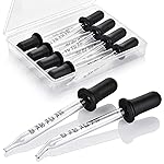 Herain Eye Dropper 8 Pack, Glass Pipette Dropper, 1 ml Droppers Tool for Essential Oils, Crafts, Ear Eye, Lab, Measuring and Transferring a Variety of Liquids, Bent & Straight Tips