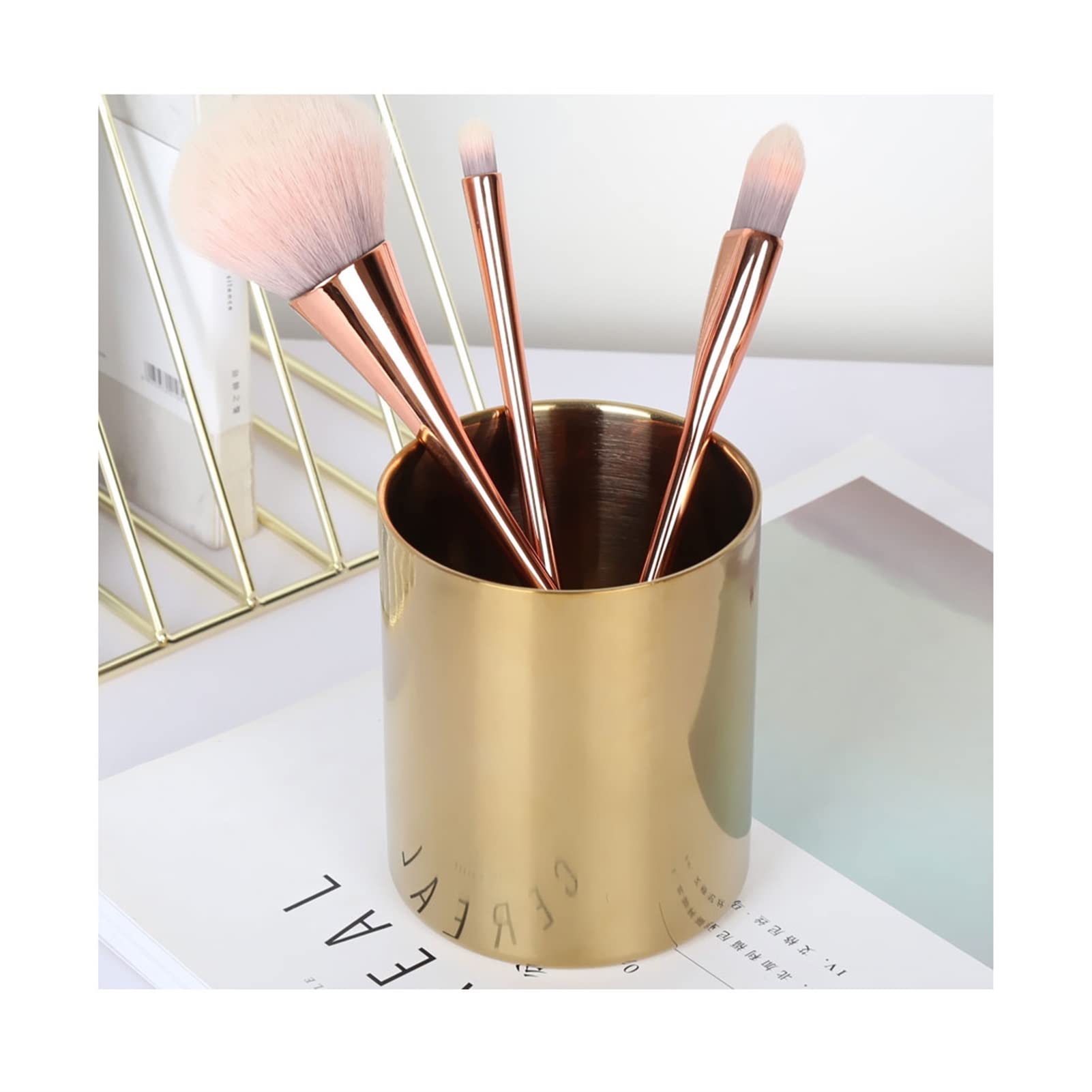 SISWIM Stifteköcher Stiftbecher Stifthalter Golden Round Edelstahl Stifthalter Office Office Desktop Multifunktionaler Bleistiftspeicherbecher Stifteköcher Schreibtisch