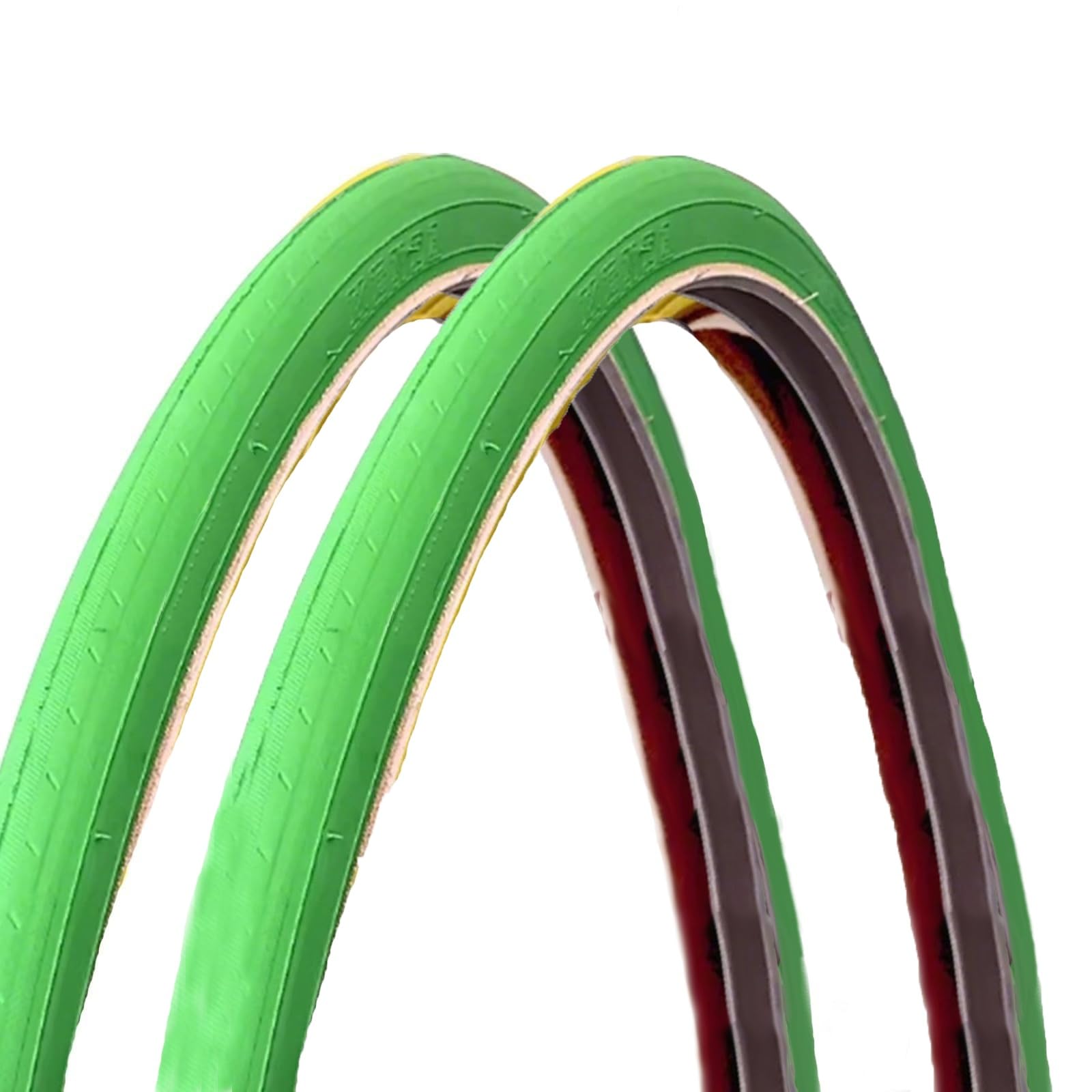 2PC 700x23C Vibrant Colored Bicycle Tires 8 Colors 700/23C Wear Resistant 700 23 C for Road City Bike(Groen,Tire)