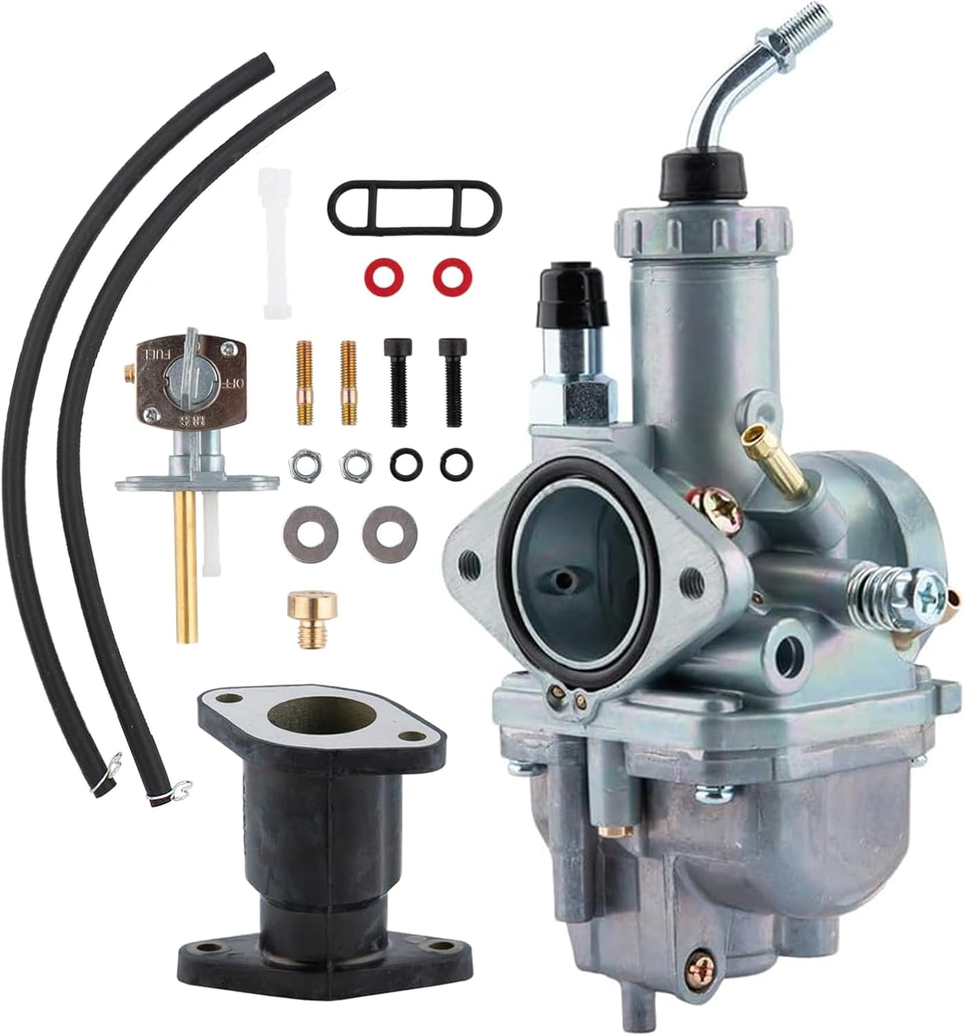 Carburetor for Yamaha Breeze 125 1989-2004 YFM125 Grizzly 125 Carb 2004-2013 with Intake Manifold Boot/Fuel Valve Petcock Switch
