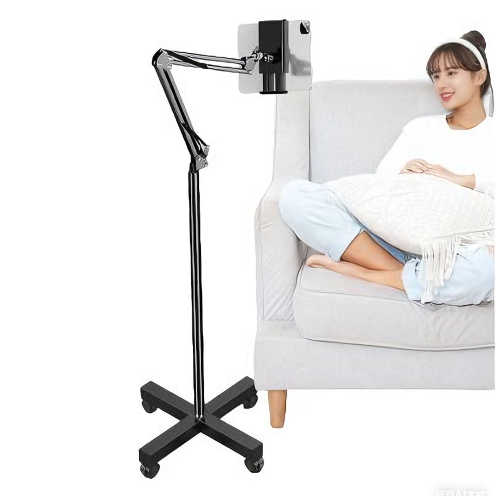 Soporte móvil para Tablet con Ruedas bloqueables Altura Ajustable Soporte Universal de Suelo con Ruedas para Tablets de 3.5 a 10.6 Pulgadas,Soporte portátil para Tablet(with casters and Storage Tray)
