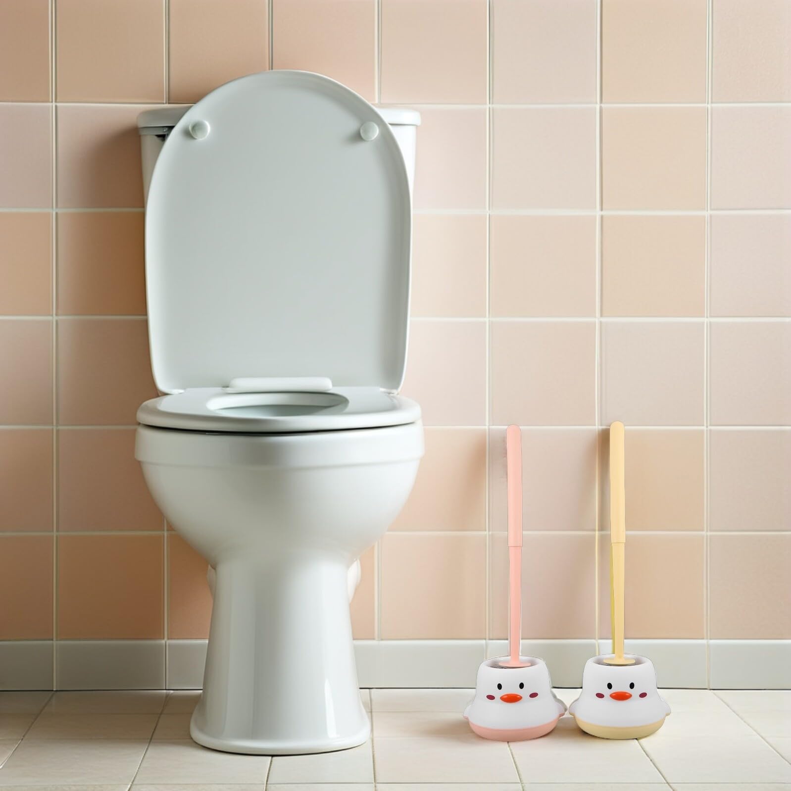 2piezas Escobilla de Baño de Pared Escobilla y Soporte para Inodoro con Mango para Baños Públicos Oficinas y Hogares Herramienta de Limpieza Multifuncional