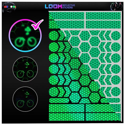 Image of LOOM Reflective Stickers | 67pc Brilliant Grn | Reflective Stickers for Helmet, Bike, Motorcycle, Hard Hat | Waterproof Reflectors for Car, Trailer | Bike Reflectors for Night Riding