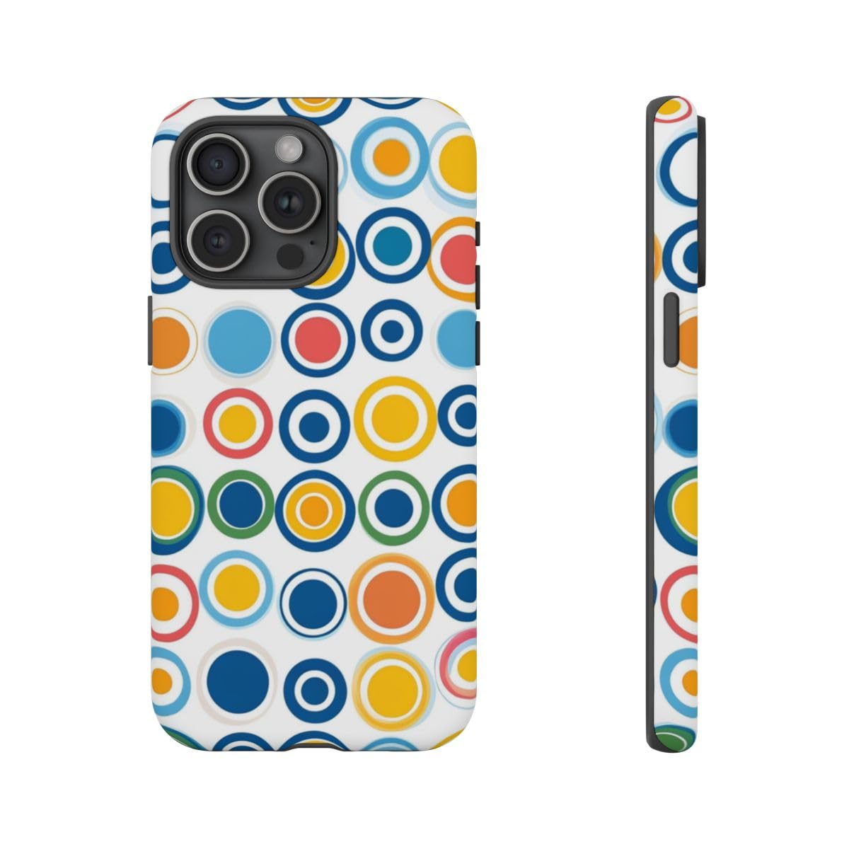 Coque iPhone 15 Pro Max motif circulaire coloré bleu rigide antichoc