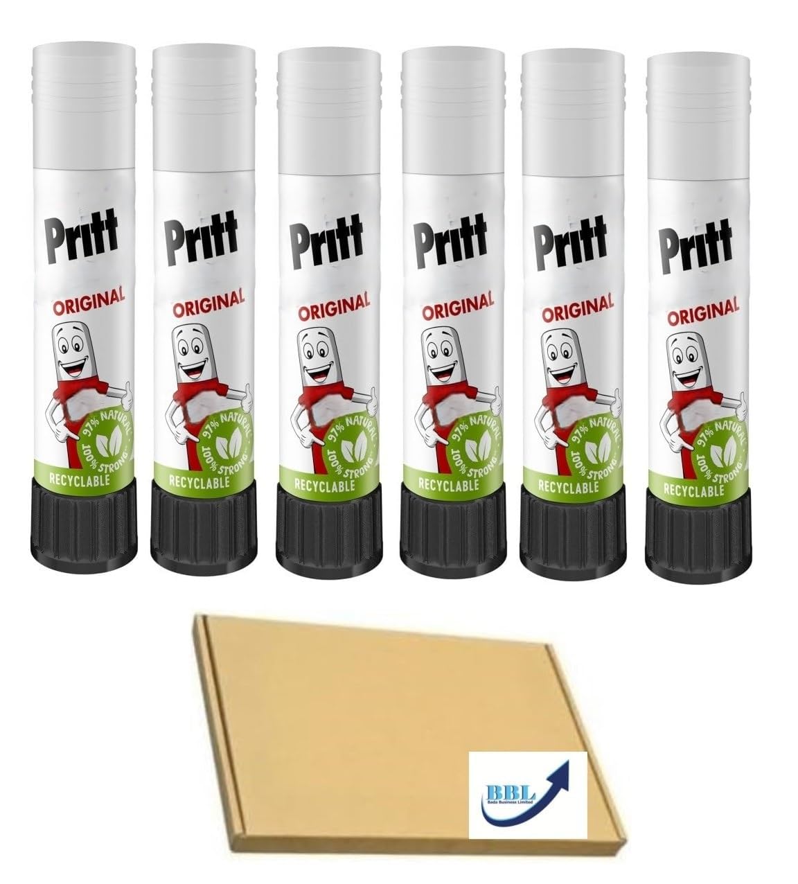 Pritts Original Glue Sticks 11 G | Pack Of 6 | Safe & Child-Friendly Craft Glue for Arts & Crafts Activities | 90% Natural Strong-Hold adhesive for School & Office Supplies