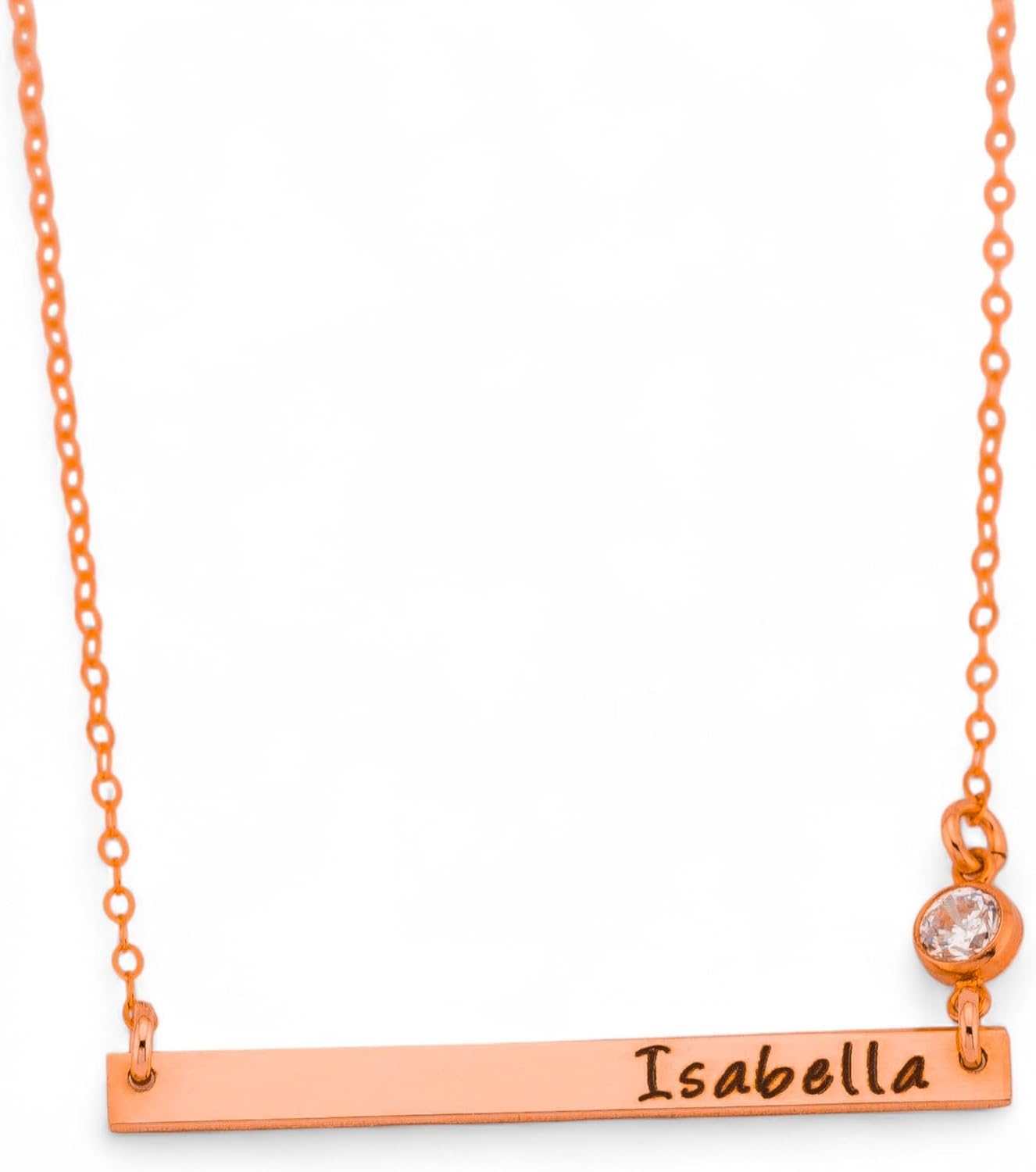 HotMixCold Personalized Long Skinny Bar Engraved Necklace, CZ Diamond Jewelry, Thin Name Plate Necklace, 14k Rose or Gold Fill, 925 Sterling Silver - Image 2