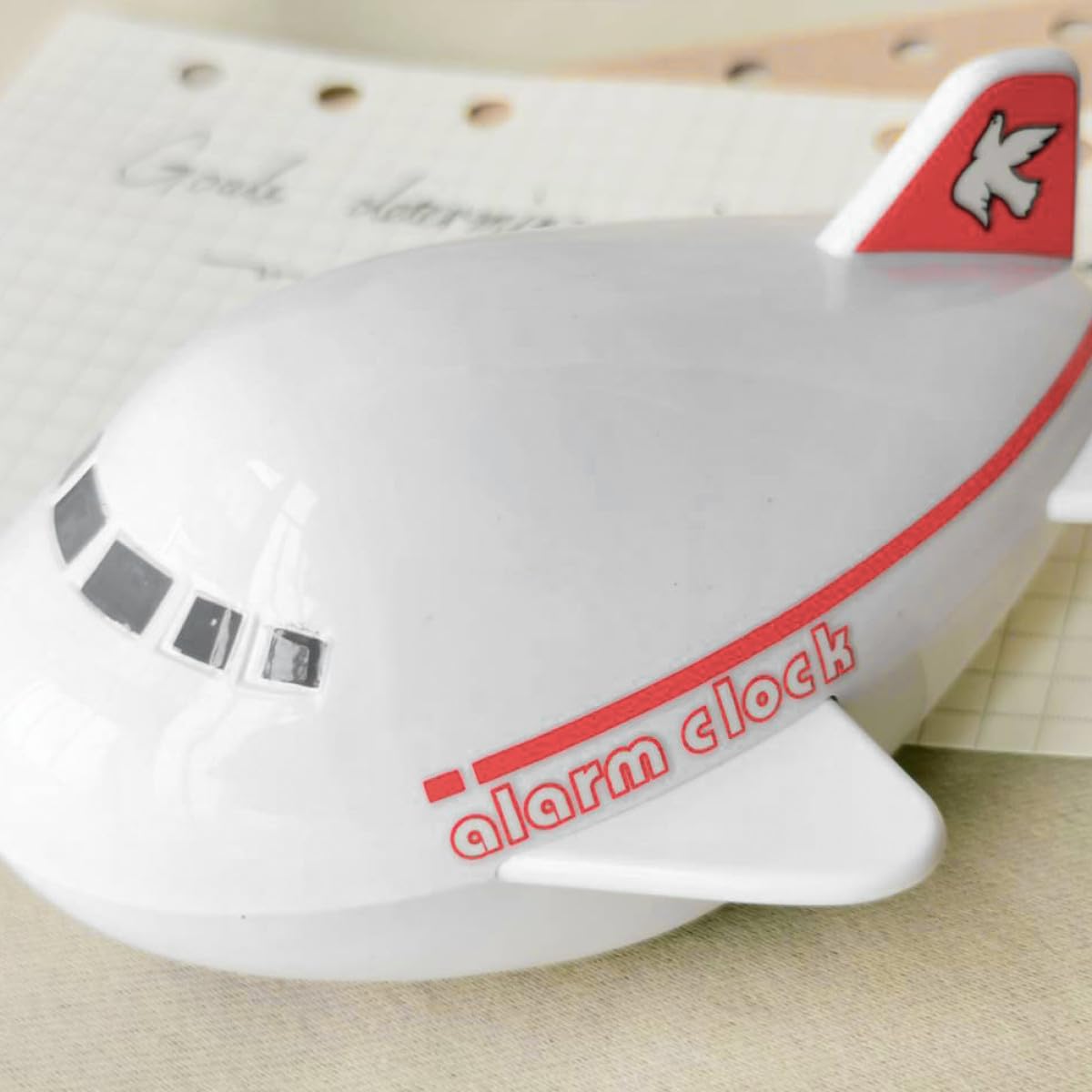 Healeved Faltbarer Flugzeug Wecker aus Abs in Rot für Zuhause