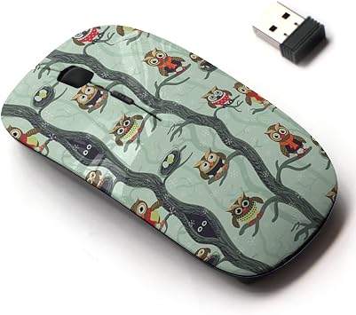 2.4G Wireless Mouse with Cute Pattern Design for All Laptops and Desktops with Nano Receiver - Owls Winter Christmas