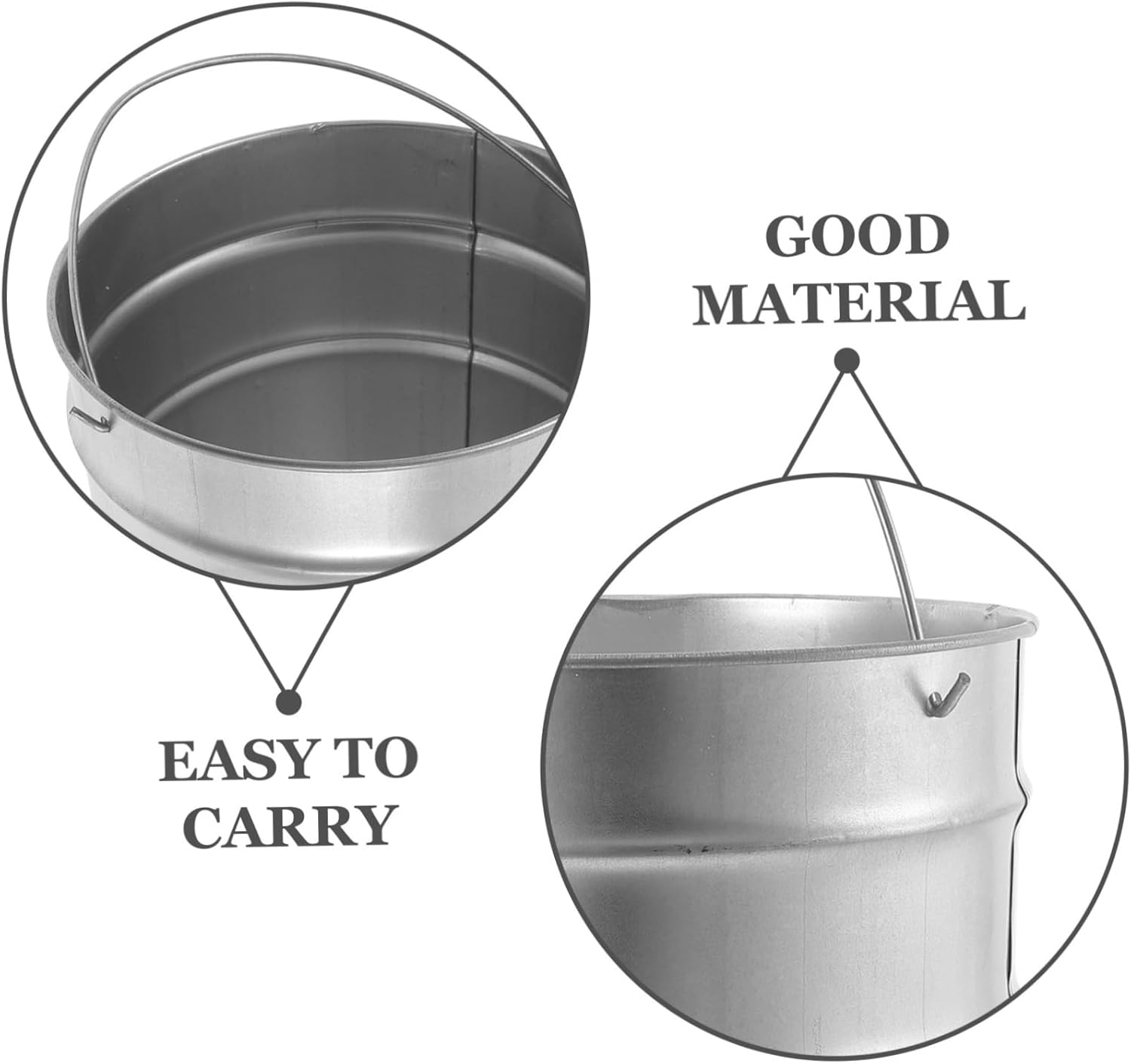 Outdoor Galvanized Trash Bucket Sturdy Metal Garbage Can for Multipurpose Use for to Clean Comfortable Handle