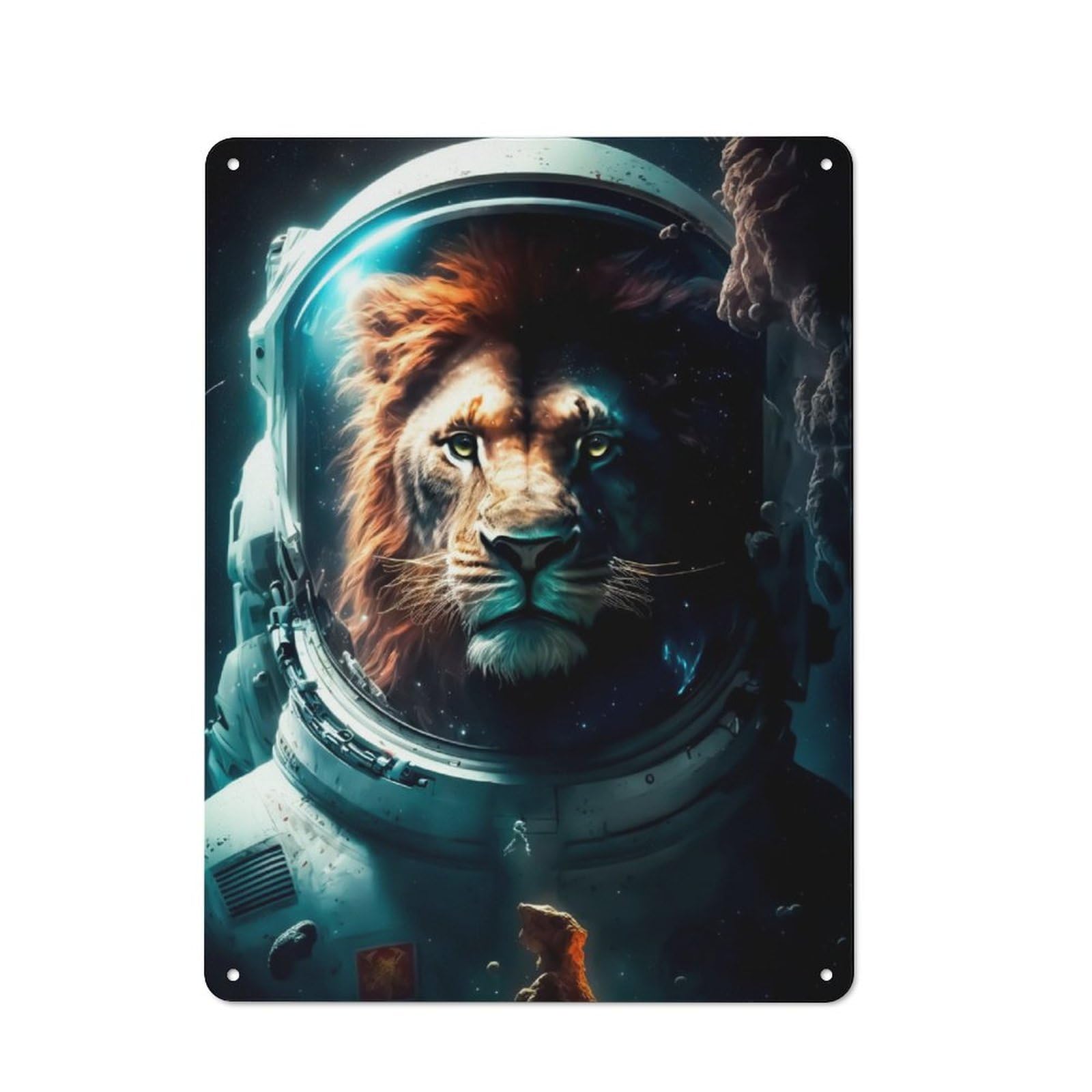 Junmoney Lion Face 40X30cm Retro Metal Sign With For Café Or Restaurant, For Collectors Decorating Cafés And Restaurants