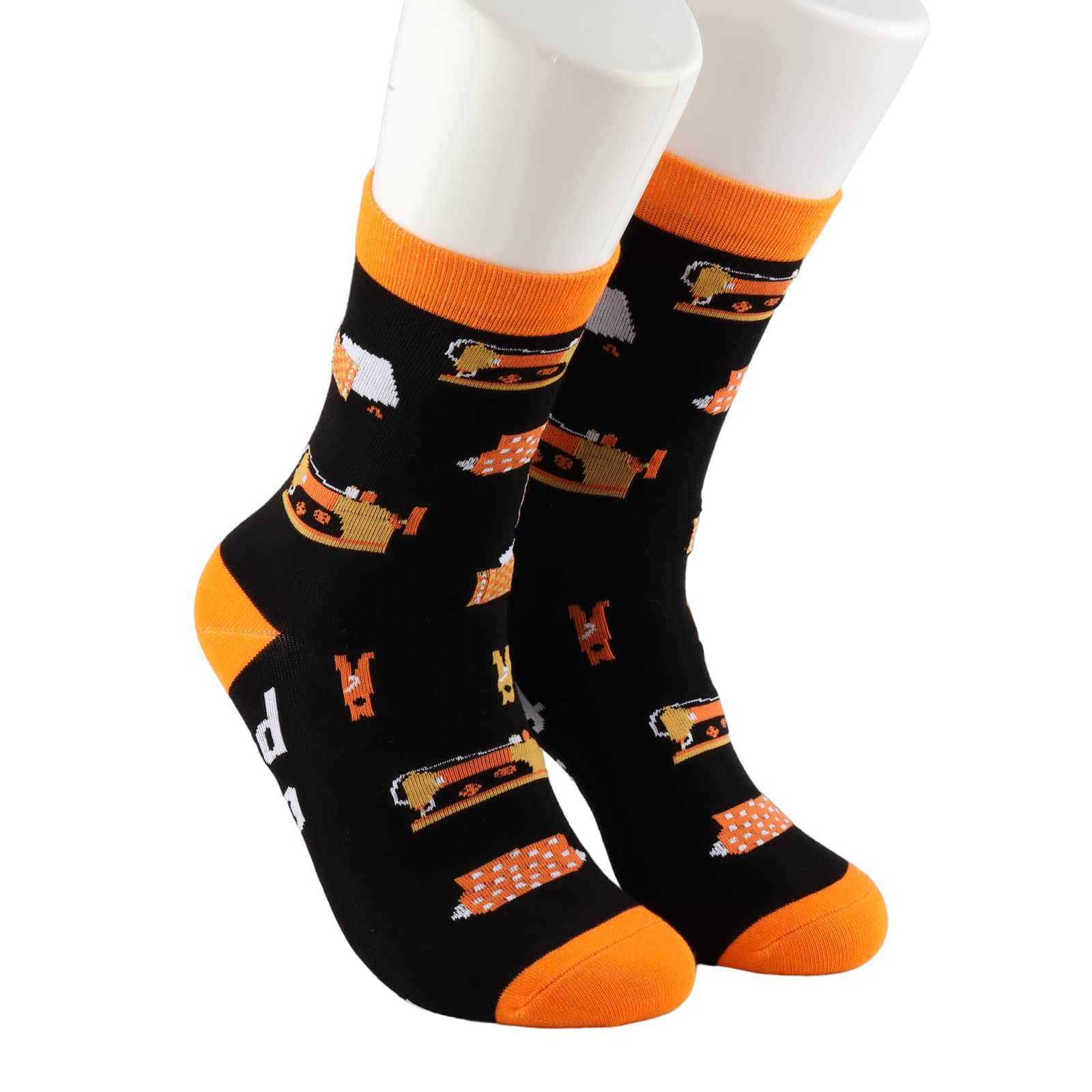 MBMSO Sewing Themed Socks Funny Quilting Gift for Sewing Lover 2 Pairs I Quilt So I Don't Choke People Quilter Socks (Quilting Socks)