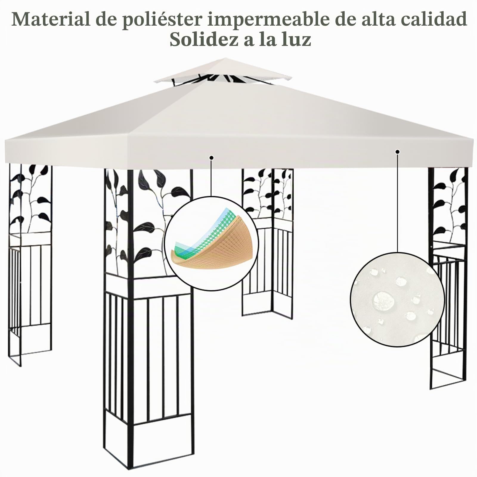 KOMFOTTEU Techo de Repuesto 3 x 3 m con Protección Solar (Beige)