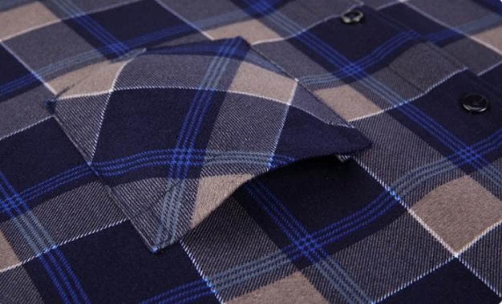HGJH Herren Hemden,Herren Langarmhemd Fleecejacke Normaler Schnitt Freizeit Gitter Braun Blau Button-Down Thermohemd Futter Holzfällerhemd Bequem Lässiges Arbeitshemd Für Herren Jungen