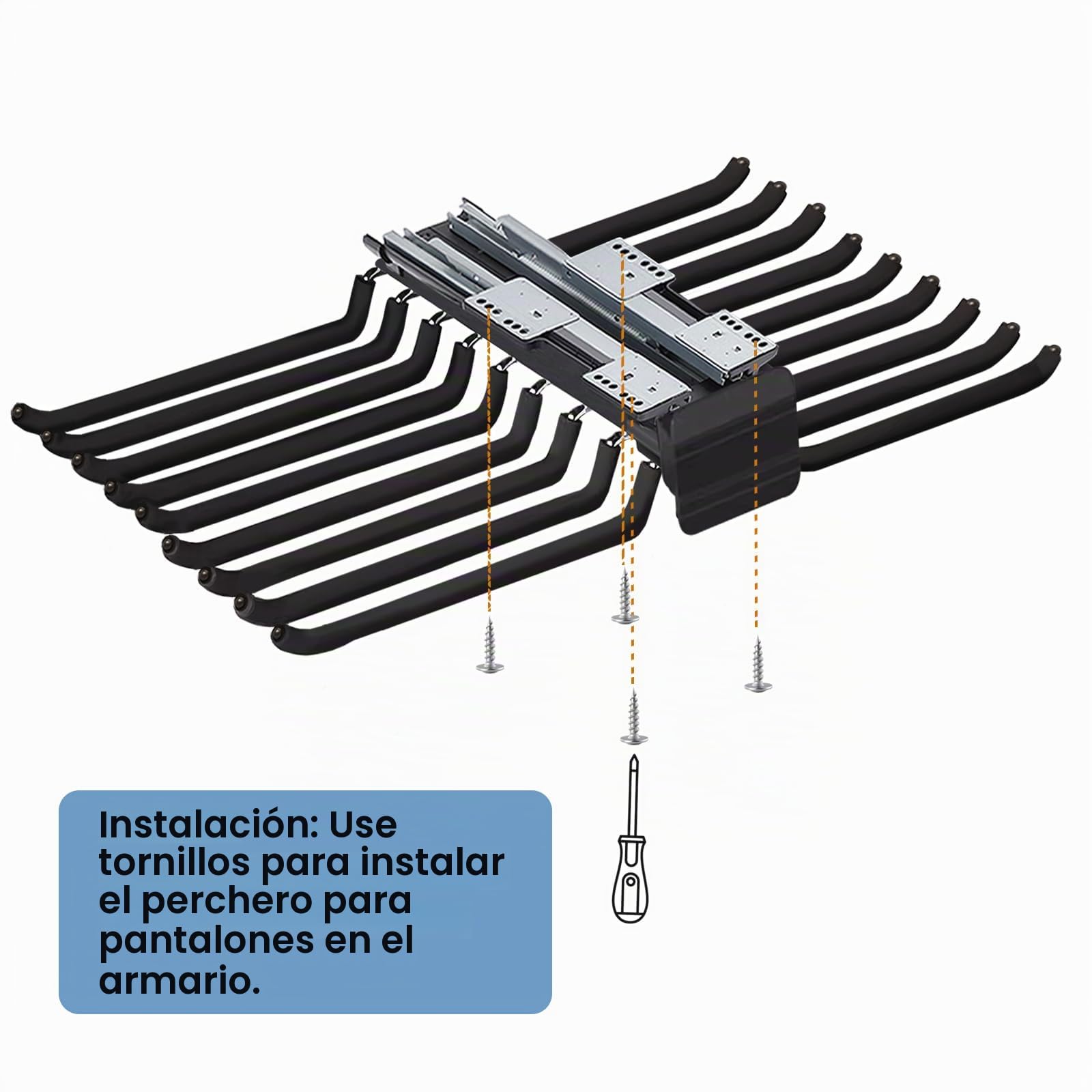 Soporte extensible para pantalón, barra para 18 pantalón, suspensión con amortiguador silencioso, organizador de ropa que ahorra espacio 45,8 cm