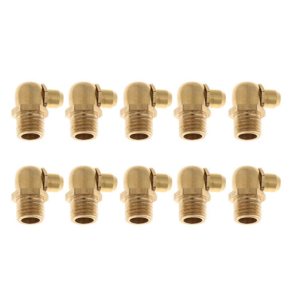 Pumps & Plumbing Brass Metric Male 90° Deg Degree Grease Zerk Nipple Fitting 10pcs M8 x 1mm
